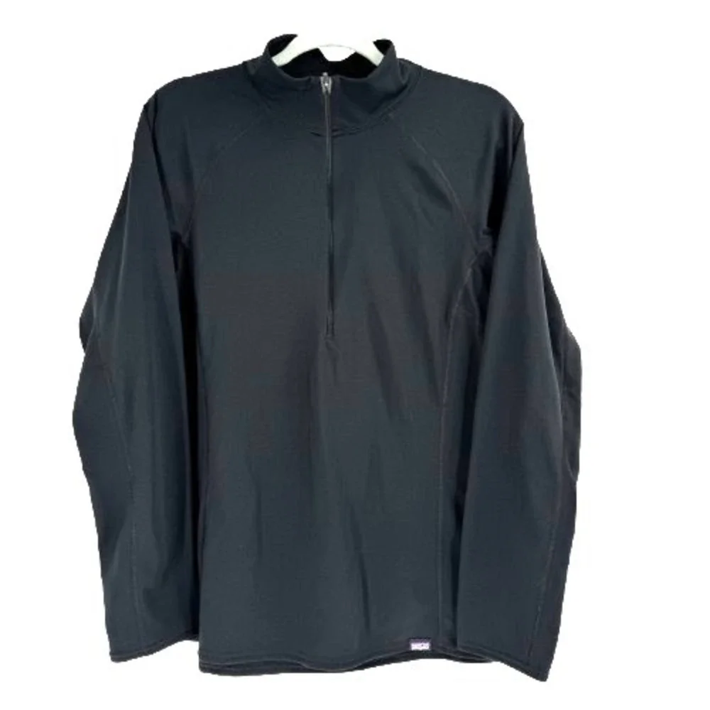 Patagonia Capilene‎ Baselayer Shirt Women's XL Black Midweight 1/4 Zip Pullover